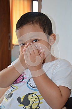 A face full of the expression of a boy