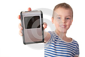 Boy with gadget photo