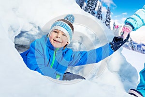 Boy get pulled out of snow tunnel in park