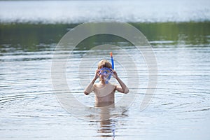 Boy Getting Ready to Snorkel