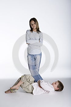 Boy and girl angry after a dispute photo