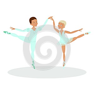 Boy and girl ballet dancers photo