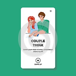 Boy And Girl Couple Think For Solve Problem Vector