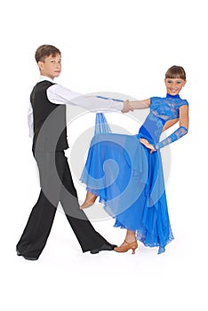 Boy and girl dancing ballroom dance