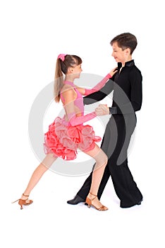 Boy and girl dancing ballroom dance