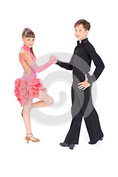 Boy and girl dancing ballroom dance