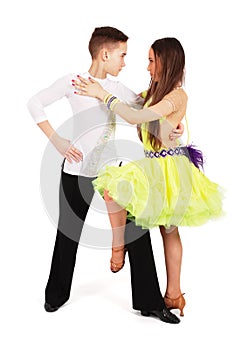 Boy and girl dancing ballroom dance