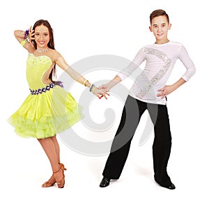 Boy and girl dancing ballroom dance