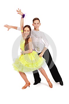 Boy and girl dancing ballroom dance