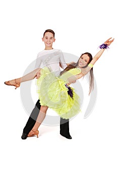 Boy and girl dancing ballroom dance