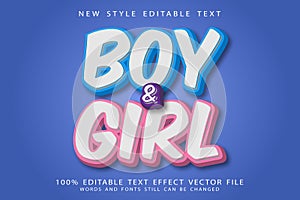 Boy and Girl Editable Text Effect 3D Emboss Cartoon Style