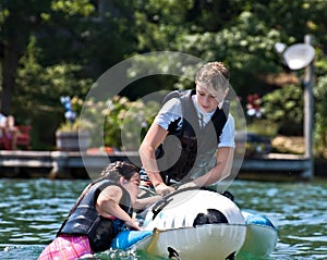 Boy and Girl on a Float