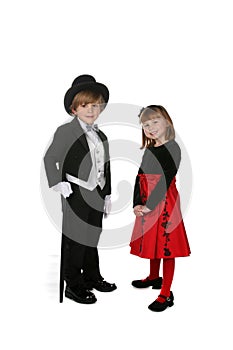 Boy and girl in formal clothing