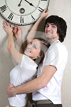 Boy and girl with hours