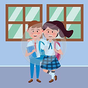 Boy and girl kid of school design