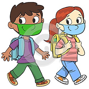 boy and a girl with masks on their faces