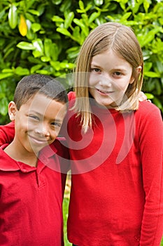 Boy and girl of mixed races