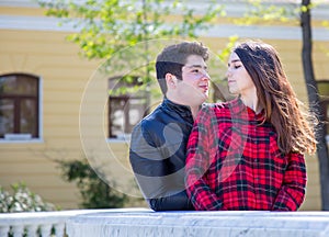 Boy and girl on the nature