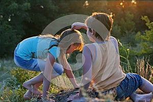 Boy and girl at the nature