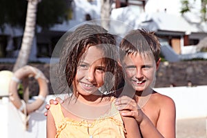 Boy and girl playing