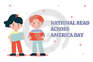 A boy and a girl are reading a book. National Read Across America Day