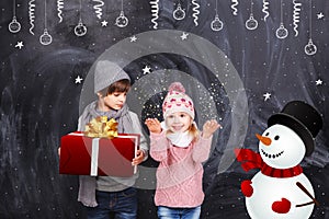 Boy and girl received gifts for the new year