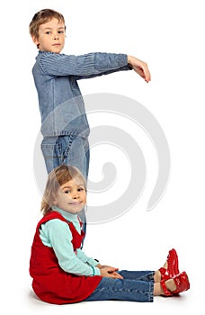 Boy with girl represent letter C photo
