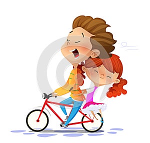 Boy with girl riding a bike