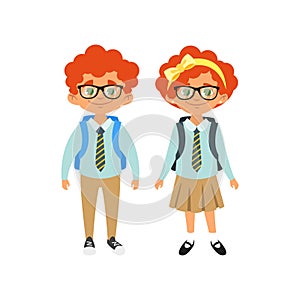 Boy and girl in school uniform