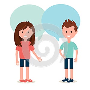 Boy and Girl Talking to Each Other. Conversation and Sharing Ideas Vector Illustration