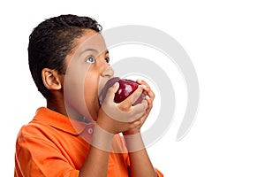 Boy Gives Big Bite to Apple