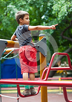 Boy giving directions