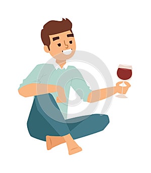 Boy glass wine vector illustration.