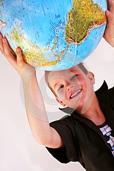 Boy with globe