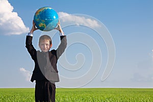 Boy with globe