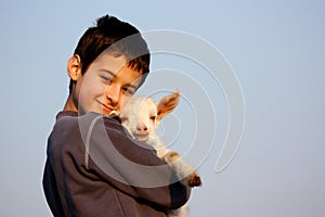 A boy with goat