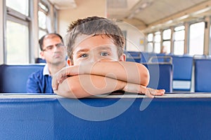 Boy goes to the train