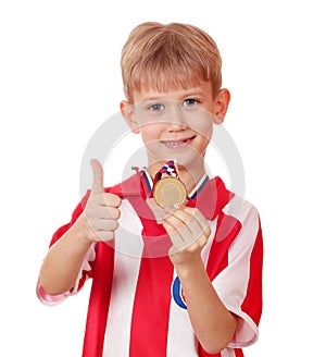 Boy with gold medal