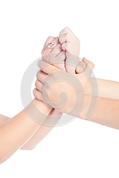 Boy grabbing a girl's wrist