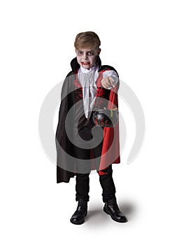 Boy in Halloween vampire costume