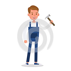 Boy With The Hammer character vector design