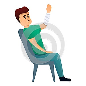 Boy hand bandage icon, cartoon style