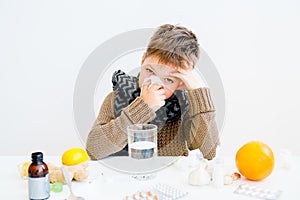 Boy having flu