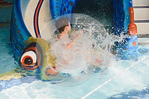 Boy having fun in aqua park