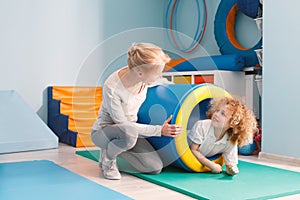 Boy having fun in tunnel