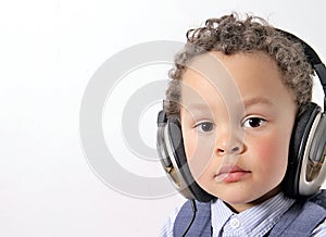 Boy with headphone stock photo