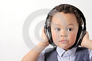 Boy with headphone stock photo