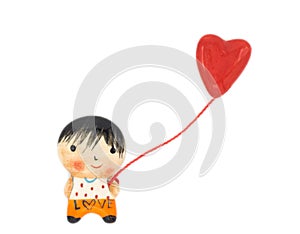 A boy and heart shape balloon