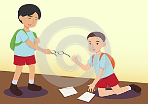 Boy helping another kid