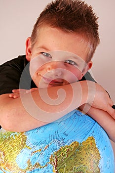 Boy with his globe